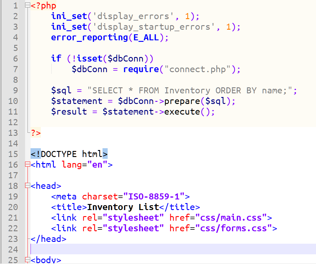 code above the doctype element
